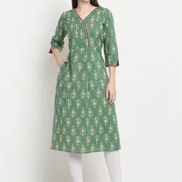 HERE&NOW Women Floral Printed Daily Cotton Straight Kurta-picture-39