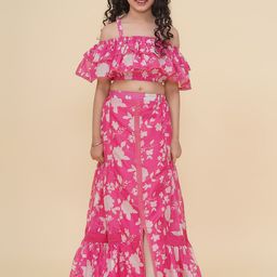 Bitiya by Bhama Girls Printed Ready to Wear Lehenga & Blouse-image-6