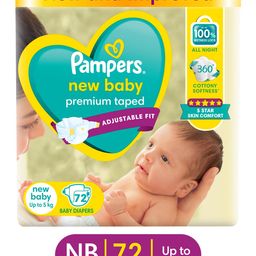 Pampers Active Baby Diapers, New Born, Extra Small, (NB, XS) size, 72 Count, Taped style diaper-24