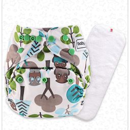 Babyhug Free Size Reusable Cloth Diaper With Insert Tree & Owl Print - White Green-10