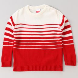 Babyhug Full Sleeves Sweater - Off White Red-image-102