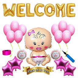Shopperskart Welcome Home Baby Girl Balloon Combo Kit Pink - Pack of 41-image-33
