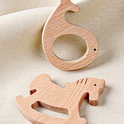 Babyhug Natural Steam Beech Wood Teether Pack of 2 (Design may vary)-image-43