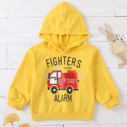 Kookie Kids Full Sleeves Hooded Sweatshirt Fire Extinguisher Print - Yelllow-image-5