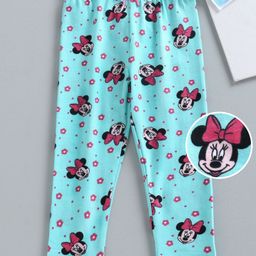Babyhug Full Length Leggings Minnie Mouse Print - Blue-image-74