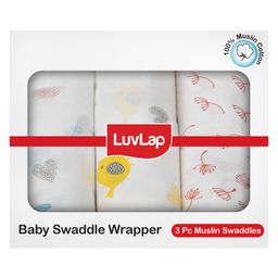 LuvLap 100% Muslin Cotton Baby Swaddle Wrappers Bird  Print - White Pink-image-91