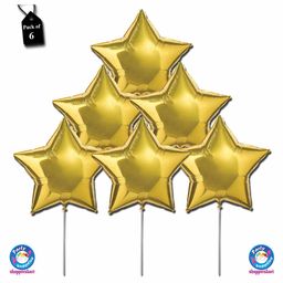 Shopperskart Star Shape Foil Balloon Golden - Pack of 6-17