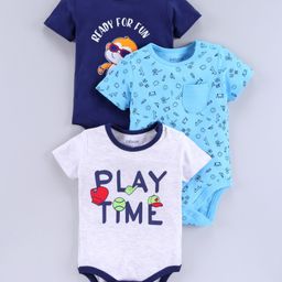 Babyoye Half Sleeves Onesie Pack of 3 - Multicolor-image-83