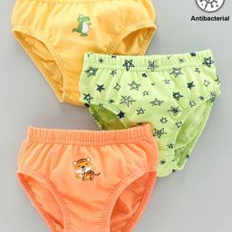 Babyoye Antibacterial Cotton Trunks Animal & Star Print Pack of 3 - Yellow Orange Green-image-73