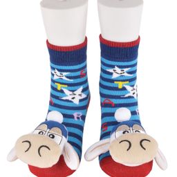 Yellow Bee Cow Design Anti Skid Socks - Blue-image-84