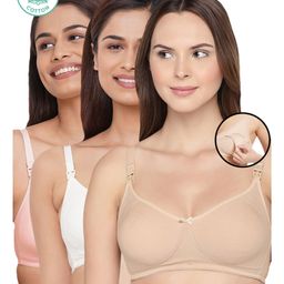 Inner Sense Pack Of 3 Organic Cotton Antimicrobial Soft Nursing Bra  - Multicolor-image-98