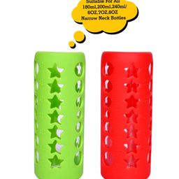 The Little Lookers Silicone Bottle Covers Green Red - Fits Upto 240 ml Feeding Bottle-17