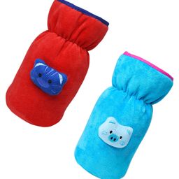The Little Looker Plush Cotton Bottle Cover Red Blue Pack of 2 - Fits 330 ml Bottle-0