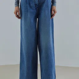 QUA Women Comfort Wide Leg Mid-Rise Non Stretchable Jeans-image-86