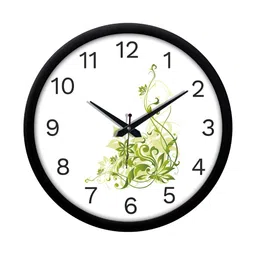 Aura White & Black Printed Round Contemporary Modern Wall Clock-7