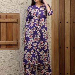 KALINI Floral Printed Notch Neck Kurta With Palazzos-picture-24