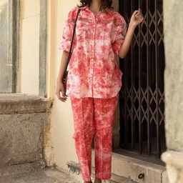 Maitri Jaipur Dyed Shirt Collar Short Sleeves Pure Cotton Shirt & Trouser-image-4
