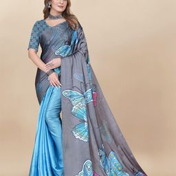 Anouk Women Floral Printed Saree With Unstitched Blouse Piece-picture-7