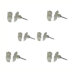 Indianshelf 6-Pcs Cream-Color Glossy Resin Knobs-1