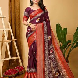 Mitera Ethnic Motifs Zari Art Silk Banarasi Saree-image-89
