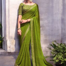 The Textile Hub Leheriya Sequinned Pure Georgette Leheriya Saree-image-18