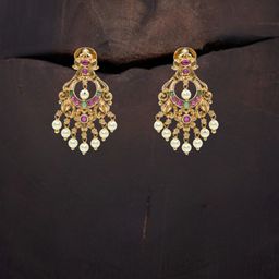 South Temple Jewellery Gold-Plated Stones And Beaded Contemporary Chandbalis-41