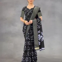 bansari textiles Printed Zari Bandhani Saree image 4