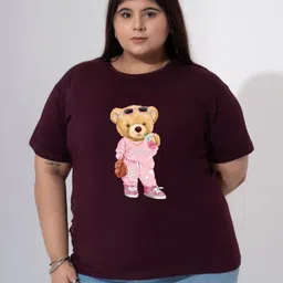 Toodle Plus Women Printed Round Neck Pure Cotton Plus Size Oversized Tshirt-image-80