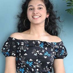 Cutiekins Floral Print Off-Shoulder Puff Sleeve Crop Top-picture-30