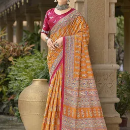 Munir Floral Pure Cotton Bagru Saree-51