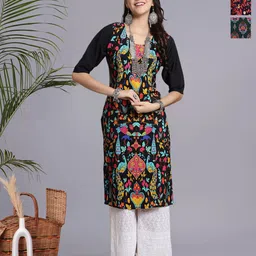 HERE&NOW Selection of 3 Printed Round Neck Straight Kurta-image-35