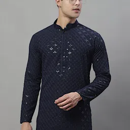 Jompers Men Geometric Embroidered Sequinned Kurta-image-89