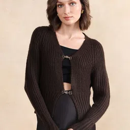 RAREISM Women Long Sleeves Cardigan with Embroidered Detail-image-14