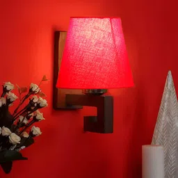 Devansh Red Wood Traditional Abstract Shaped Shaped Wall Lamp-10