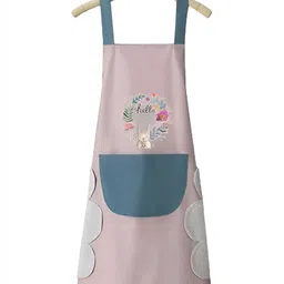 DecorTwist Peach Coloured & Teal Blue Printed WaterproofApron-9
