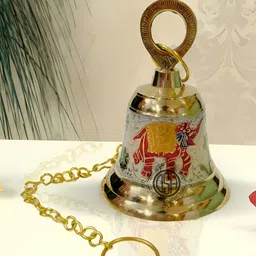 DSH Crafting Your Curiosity Gold Toned Self-Design Brass Pooja Bell With Hanging-65
