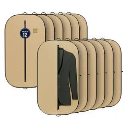 Kuber Industries Brown & Black 12 Pieces Textured Non-Woven Suit Organisers With Zip-19