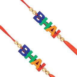 PANASH Kids Set Of 2 Artificial Beaded Thread Rakhis With Roli Chawal image 3