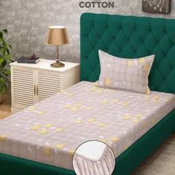 Myntra Elegant Homes Pink 400 TC Pure Cotton Fitted Single Bedsheet Set 2.25 m x 1.5 m-image-73