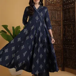 Sangria Ethnic Motifs Printed Regular Pure Cotton Kurta with Palazzo-4