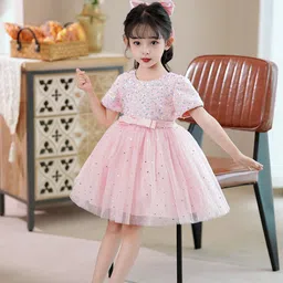JC SPARKLE Girls Floral Flutter Sleeve A-Line Dress-image-60