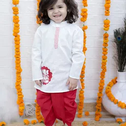 BownBee Boys Floral Printed Regular Pure Cotton Kurta with Dhoti Pants-picture-22