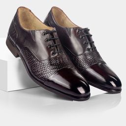 LA MARCA Men Leather Textured Formal Oxfords-image-68
