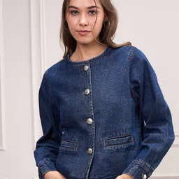 SASSAFRAS Women Crop Denim Jacket-picture-46