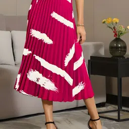 ZWERLON Printed A-Line Midi Skirt-picture-2