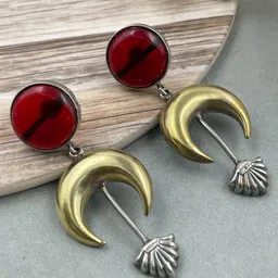 NAMAN ARTS Silver-Plated Artificial Stones Studded Contemporary Shaped Drop Earrings-picture-40