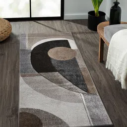OBSESSIONS Brown & Cream Geometric Printed FloorRunners-0