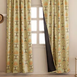 HOMEMONDE Green & Pink Set of 2 Floral Black Out Window Fashion-16