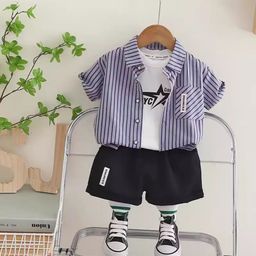 YK Boys Striped T-shirt & Shirt With Shorts-30