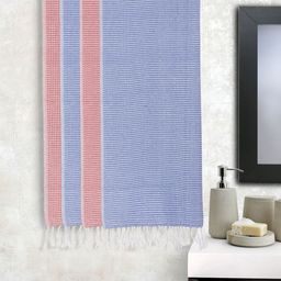 KLOTTHE Red & Blue 4 Pieces Checked Pure Cotton Bath Towels-1